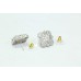 Ear tops studs Earrings white Gold Plated white Zircon Stones flower design